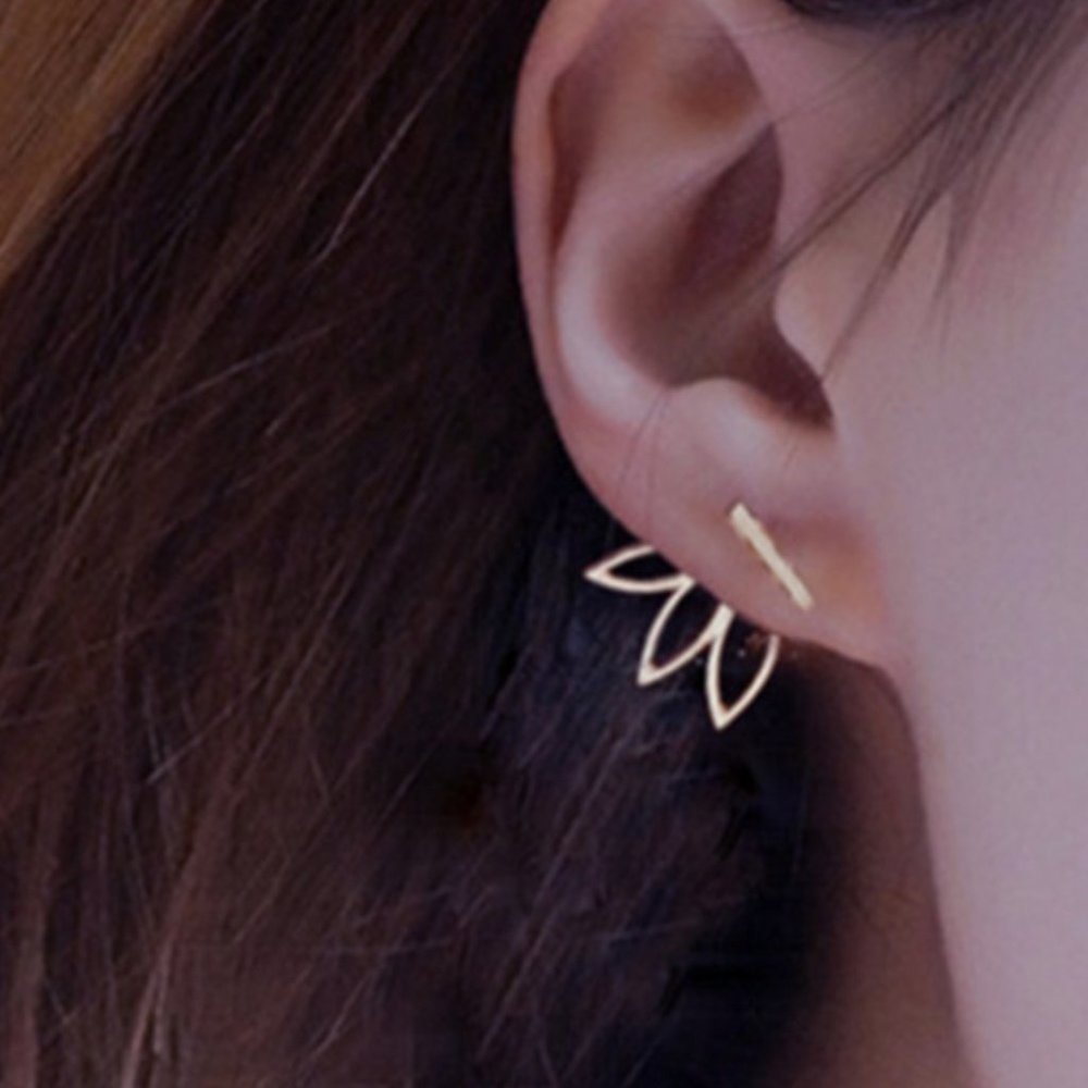 2/$20 Gold Boho Lotus Bar Stud Earring - Picture 2 of 5